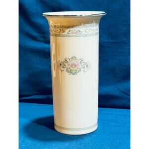 Vintage Lenox Charleston 8.25" Tall Ivory Porcelain Flower Vase Platinum Trim US
